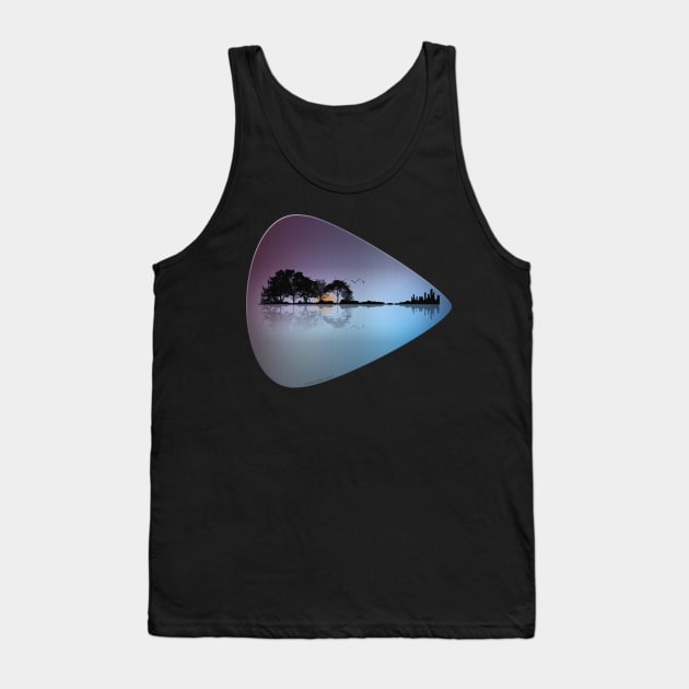 Guitar Pick Lake Reflections Music Lover Tank Top by Dibble Dabble Designs